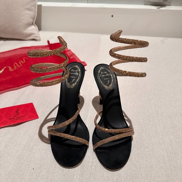 RENE CAOVILLA - MARGOT BLACK JEWEL SANDALS SNAKE - Picture 3 of 12